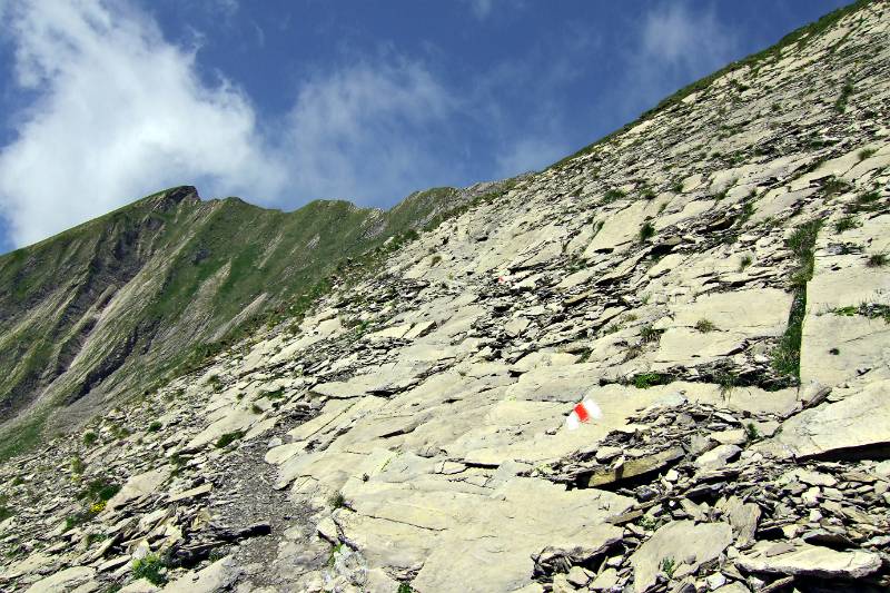 Der Weg zum First. Der Grat ist schon nicht weit